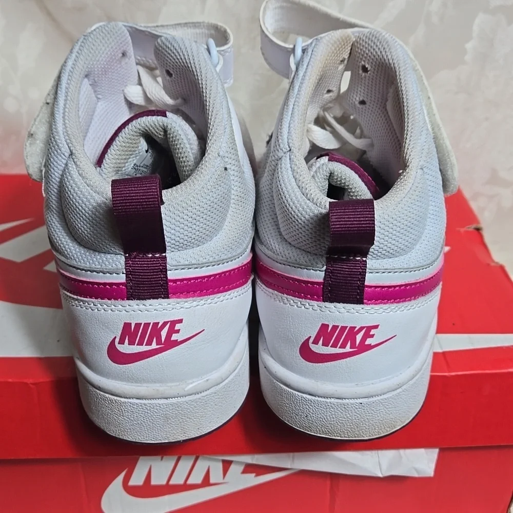 Nike Pink And White Court Borough Mid 2 Sneakers